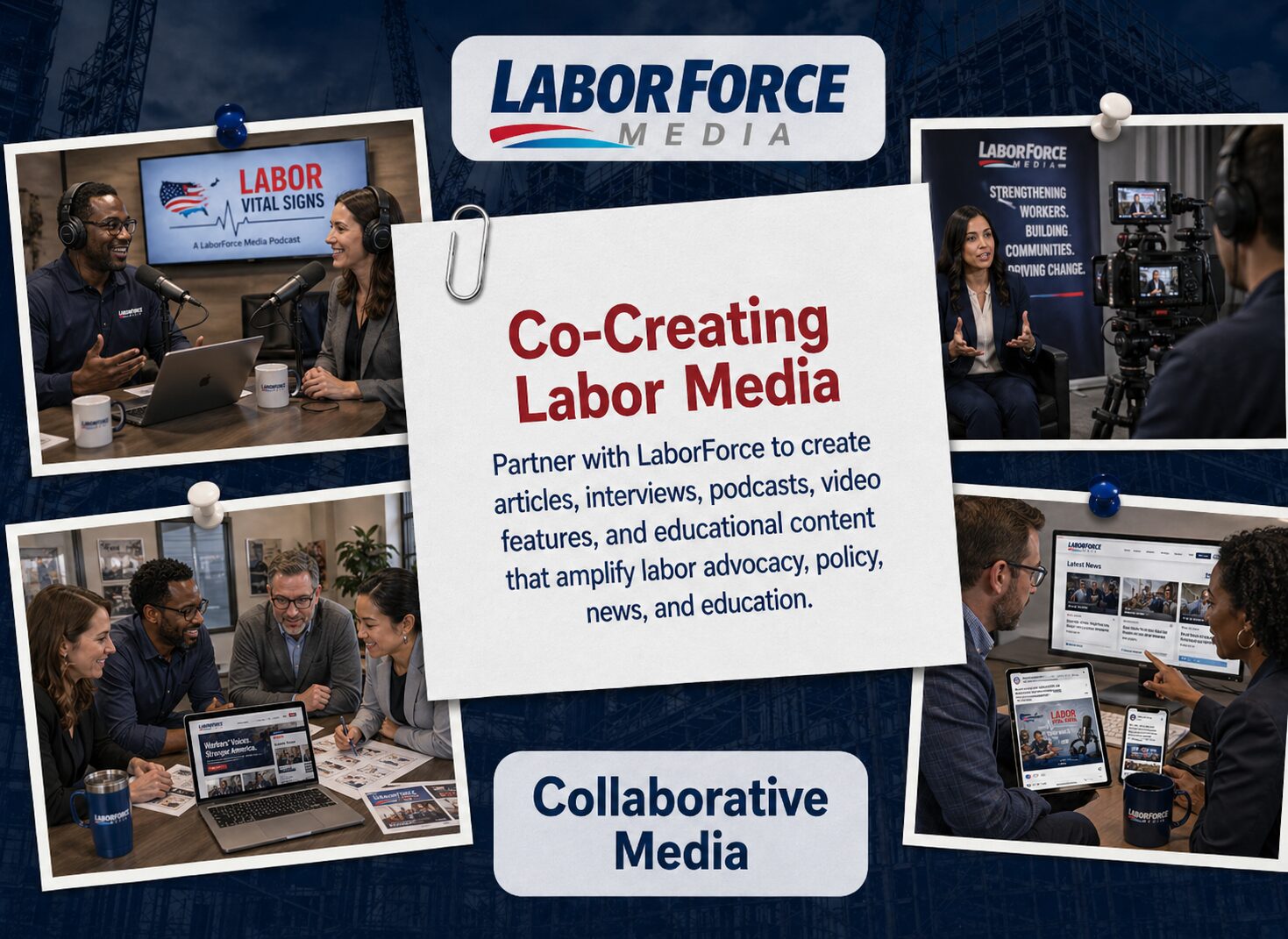 LaborForce Media team producing collaborative labor content