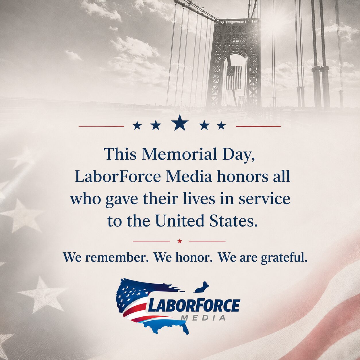 LaborForce Media Memorial Day tribute with flag