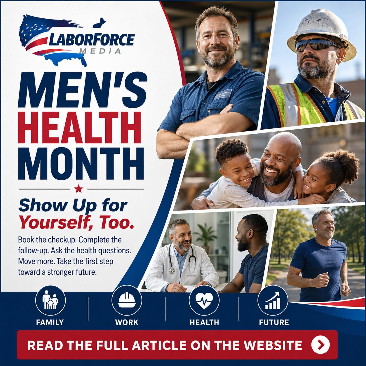 Men's Health Month collage featuring diverse men
